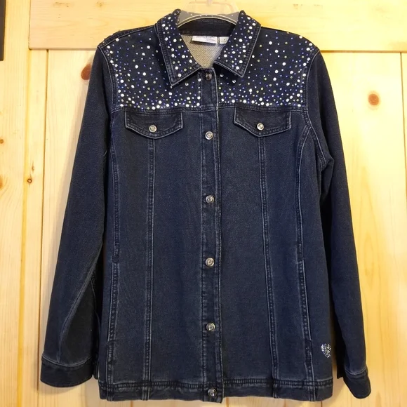 Quacker Factory Jackets Coats Dream Jeannes Qvc Rhinestone